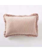 Abnehmbares Kissen mit Rüschen aus gewebter Baumwolle, gefärbt in Romie apricot, 40 x 60 cm