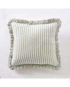 Cuscino sfoderabile con balze in garza di cotone intrecciato tinto eucalipto Romie - 45 x 45 cm
