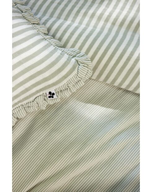 Cuscino sfoderabile con balze in garza di cotone intrecciato tinto eucalipto Romie - 45 x 45 cm