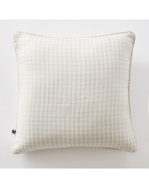 Cuscino rimovibile con bordino in garza di cotone intrecciata tinta Vickie Pampa - 45 x 45 cm