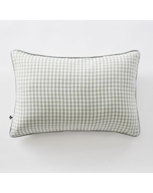 Cuscino rimovibile con bordino in garza di cotone intrecciato tinto Vickie eucalipto - 40 x 60 cm