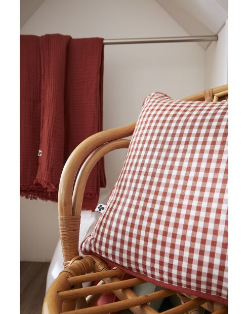 Cuscino rimovibile con bordino in garza di cotone intrecciata in Vickie tinta terracotta Vickie - 45 x 45 cm