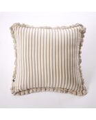 Cuscino sfoderabile con bordino in garza di cotone intrecciata tinto Romie Ficelle - 45 x 45 cm