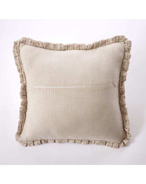 Cuscino sfoderabile con bordino in garza di cotone intrecciata tinto Romie Ficelle - 45 x 45 cm
