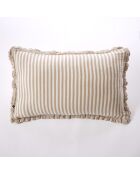 Cuscino sfoderabile con bordino in garza di cotone intrecciata tinto Romie Ficelle - 40 x 60 cm