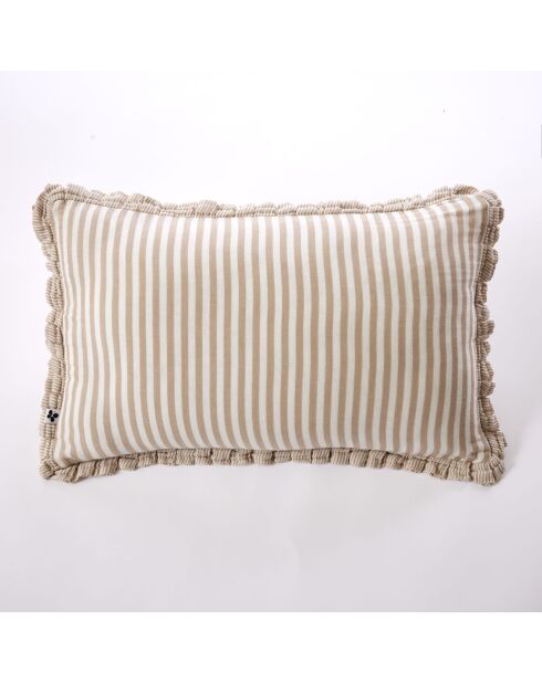 Cuscino sfoderabile con bordino in garza di cotone intrecciata tinto Romie Ficelle - 40 x 60 cm