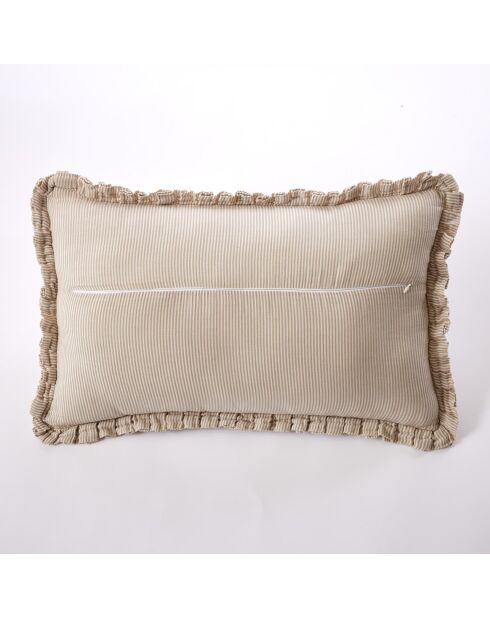 Cuscino sfoderabile con bordino in garza di cotone intrecciata tinto Romie Ficelle - 40 x 60 cm