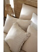 Cuscino sfoderabile con bordino in garza di cotone intrecciata tinto Romie Ficelle - 40 x 60 cm