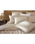 Cuscino sfoderabile con bordino in garza di cotone intrecciata tinto Romie Ficelle - 40 x 60 cm