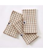Lot de 3 serviettes de table en gaze coton tissée teinte Vickie ficelle - 40 x 40 cm