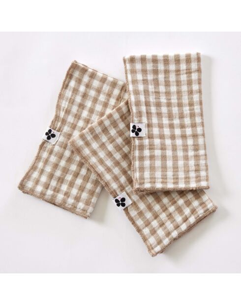 Lot de 3 serviettes de table en gaze coton tissée teinte Vickie ficelle - 40 x 40 cm