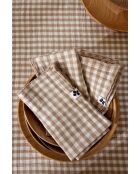 Lot de 3 serviettes de table en gaze coton tissée teinte Vickie ficelle - 40 x 40 cm