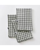 Lot de 3 serviettes de table en gaze coton tissée teinte Vickie romarin - 40 x 40 cm