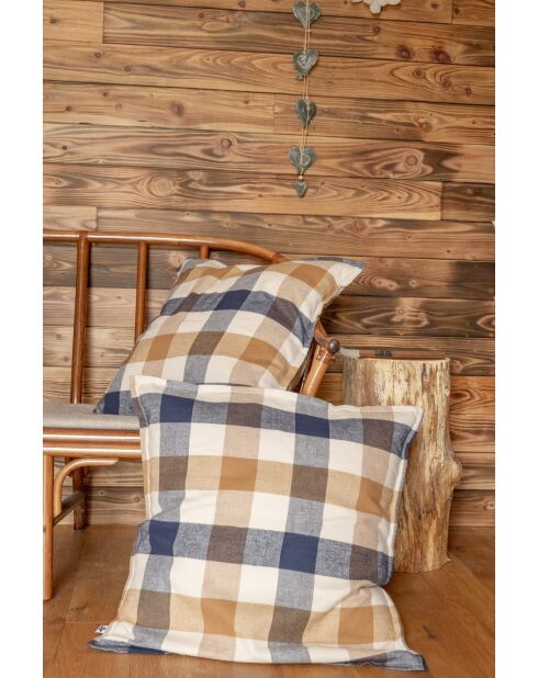 Funda de almohada de franela tejida de algodón multicolor teñida Basile