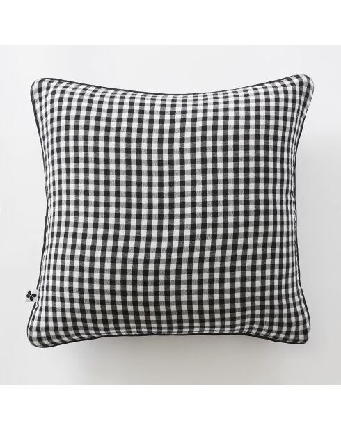 Cuscino rimovibile con bordino in garza di cotone intrecciata in tinta al tartufo Vickie - 45 x 45 cm