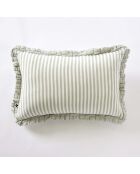 Cuscino sfoderabile con balze in garza di cotone intrecciato tinto eucalipto Romie - 40 x 60 cm