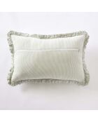 Cuscino sfoderabile con balze in garza di cotone intrecciato tinto eucalipto Romie - 40 x 60 cm
