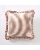 Cuscino sfoderabile con balze in garza di cotone intrecciato tinto albicocca Romie - 45 x 45 cm