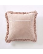 Cuscino sfoderabile con balze in garza di cotone intrecciato tinto albicocca Romie - 45 x 45 cm