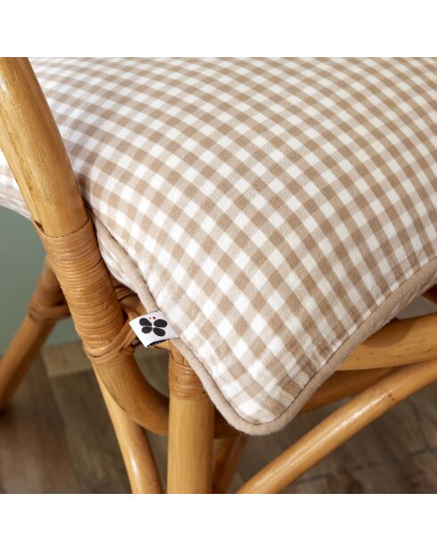 Cuscino rimovibile con bordino in garza di cotone intrecciata, cordoncino Vickie tinto - 45 x 45 cm