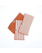 Lot de 3 serviettes de table en gaze coton tissée teinte Romie abricot - 40 x 40 cm