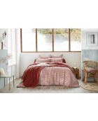 Housse de couette réversible en gaze coton tissée teinte Vickie terracotta