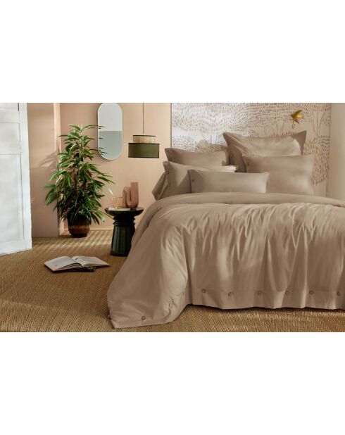 Housse de couette en percale de coton unie Perrine ficelle