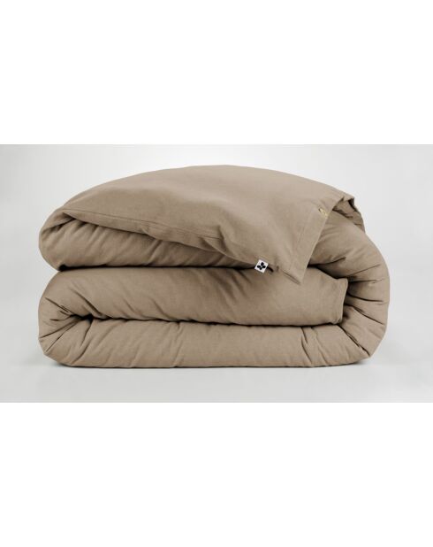 Housse de couette en coton flanelle unie Candice ficelle