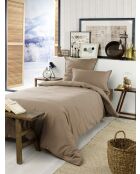 Housse de couette en coton flanelle unie Candice ficelle