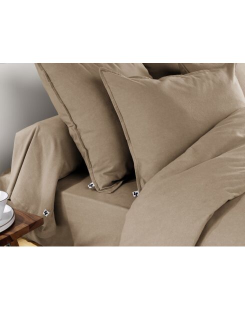 Housse de couette en coton flanelle unie Candice ficelle