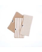 Lot de 3 serviettes de table en gaze coton tissée teinte Romie ficelle - 40 x 40 cm