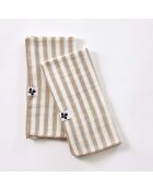 Lot de 3 serviettes de table en gaze coton tissée teinte Romie ficelle - 40 x 40 cm
