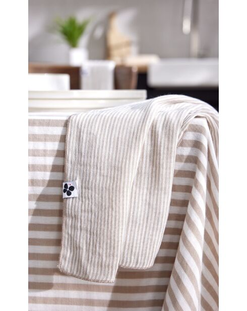 Lot de 3 serviettes de table en gaze coton tissée teinte Romie ficelle - 40 x 40 cm