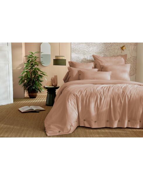 Housse de couette en percale de coton unie Perrine blush