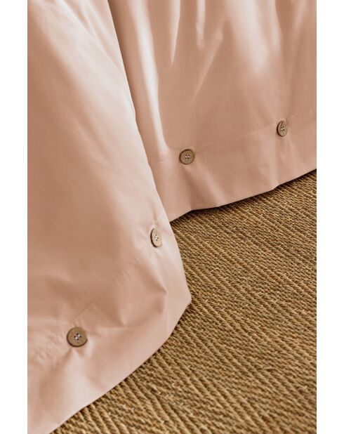Housse de couette en percale de coton unie Perrine blush