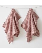 Lot de 2 essuie-mains en gaze coton tissée teinte Vickie terracotta - 50 x 70 cm