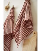 Lot de 2 essuie-mains en gaze coton tissée teinte Vickie terracotta - 50 x 70 cm