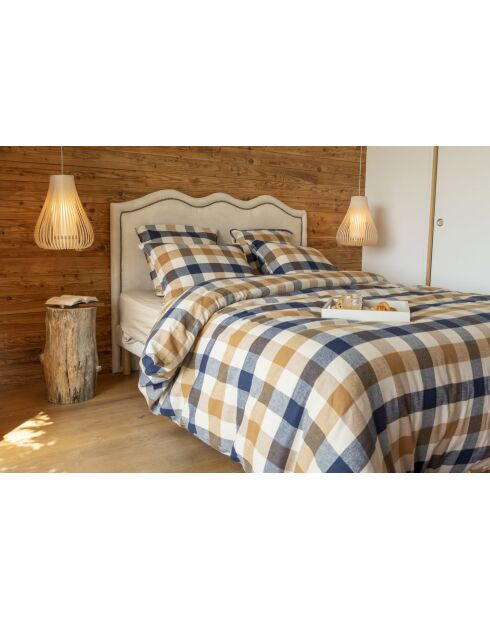 Housse de couette en coton flanelle tissée teinte Basile multicolore