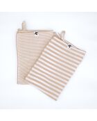 Lot de 2 essuie-mains en gaze coton tissée teinte Romie ficelle - 50 x 70 cm