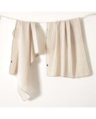 Lot de 2 essuie-mains en gaze coton tissée teinte Romie ficelle - 50 x 70 cm