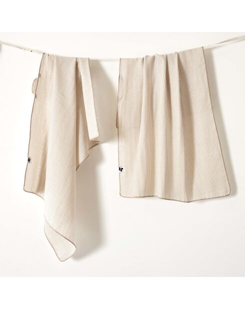 Lot de 2 essuie-mains en gaze coton tissée teinte Romie ficelle - 50 x 70 cm