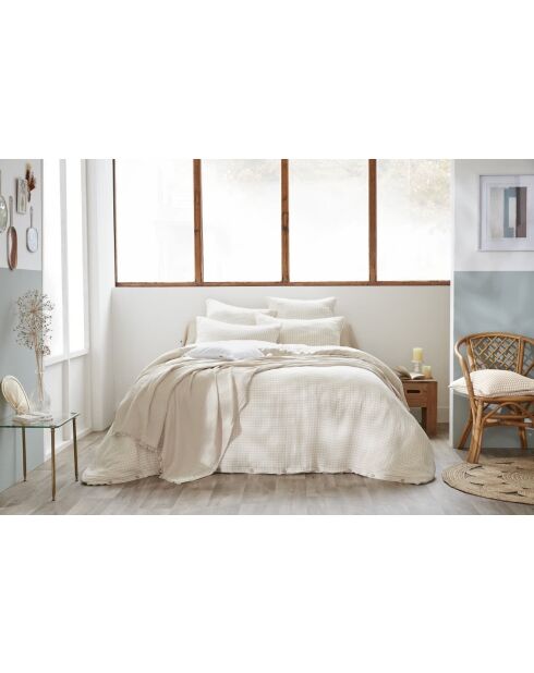 Housse de couette réversible en gaze coton tissée teinte Vickie pampa