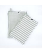 Lot de 2 essuie-mains en gaze coton tissée teinte Romie eucalyptus - 50 x 70 cm