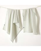 Lot de 2 essuie-mains en gaze coton tissée teinte Romie eucalyptus - 50 x 70 cm