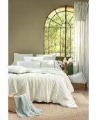 Housse de couette réversible en gaze coton tissée teinte Romie eucalyptus