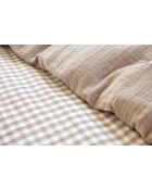 Housse de couette réversible en gaze coton tissée teinte Vickie ficelle