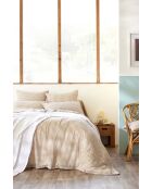 Housse de couette réversible en gaze coton tissée teinte Vickie ficelle