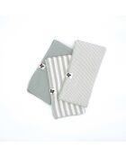 Lot de 3 serviettes de table en gaze coton tissée teinte Romie eucalyptus - 40 x 40 cm