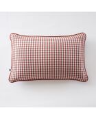 Coussin déhoussable avec passepoil en gaze de coton tissée teinte Vickie terracotta - 40 x 60 cm