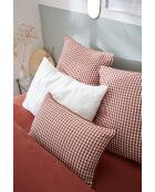 Coussin déhoussable avec passepoil en gaze de coton tissée teinte Vickie terracotta - 40 x 60 cm